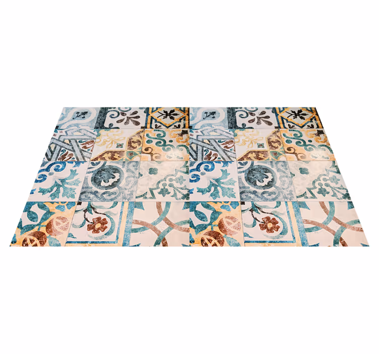 Alfombra vinílica vintage patrón mosaico retro - TenVinilo