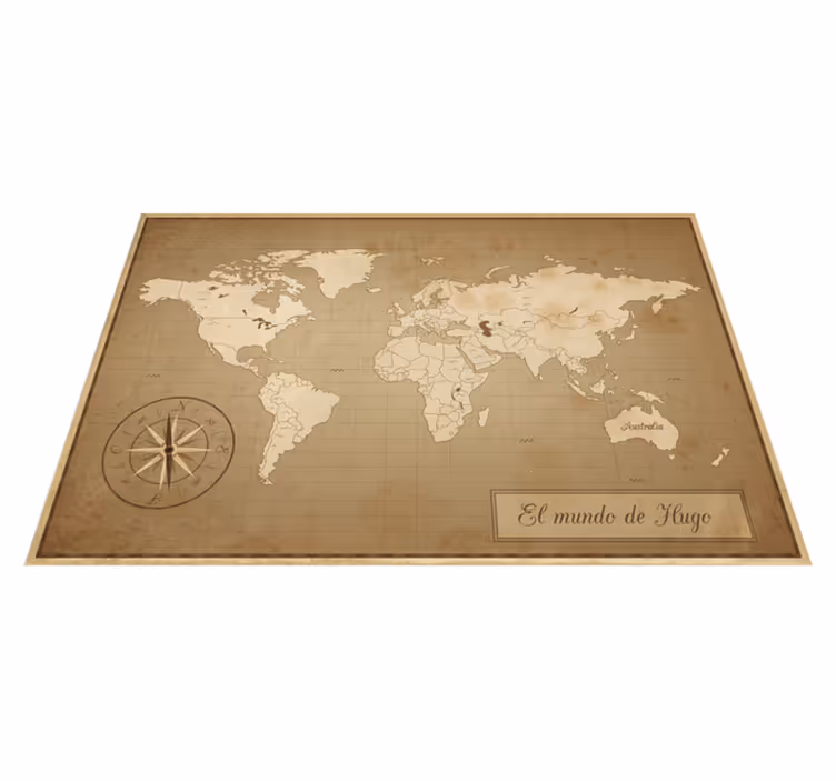 Alfombra vinílica mapamundi mural vintage personalizado - TenVinilo