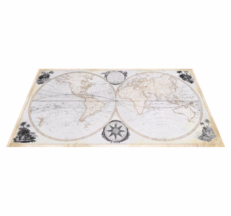 Alfombra vinílica mapamundi mapa mundi acuarela vintage - TenVinilo