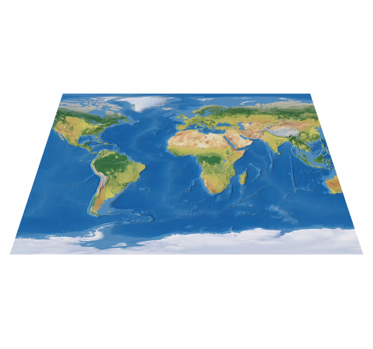 Alfombra vinílica mapamundi mapa mundi realista - TenVinilo