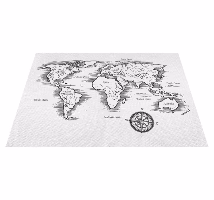Alfombra vinílica mapamundi dibujo elegante - TenVinilo
