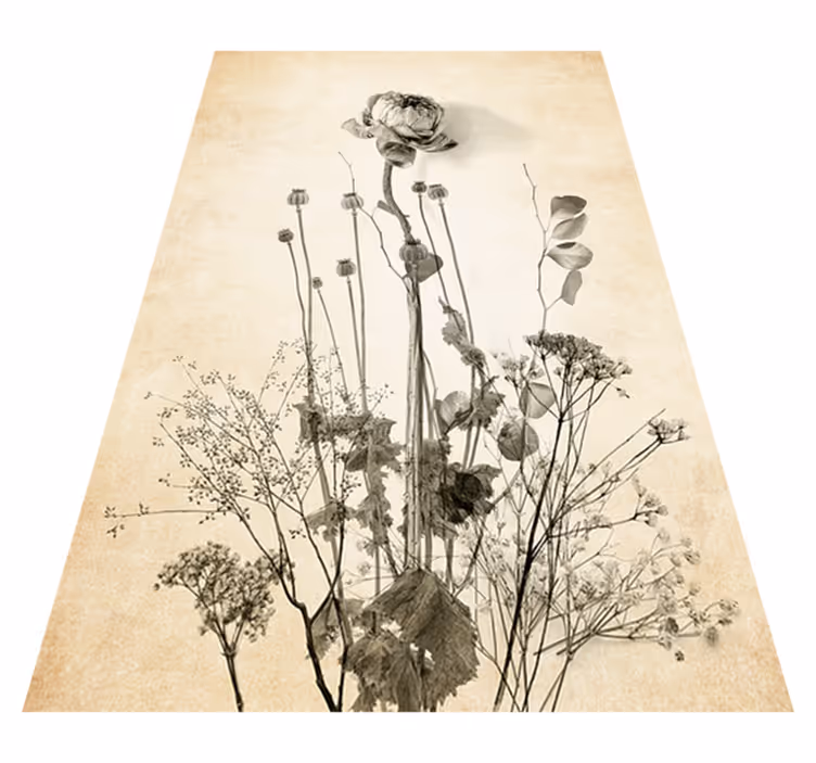 Alfombra vinílica flores ramo de flores sobre fondo beige - TenVinilo