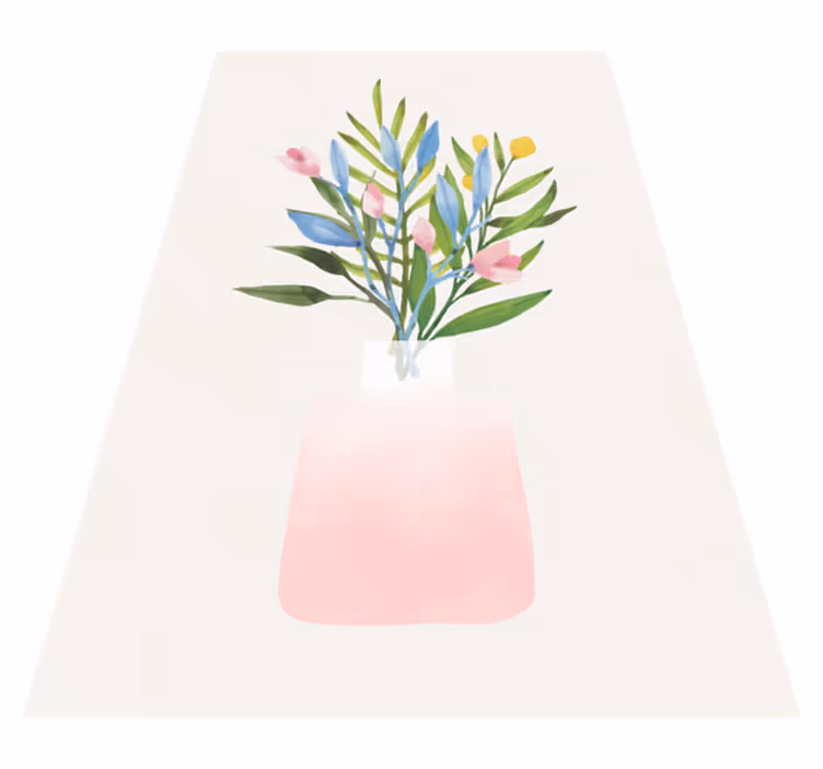 Alfombra vinílica flores en una maceta - TenVinilo