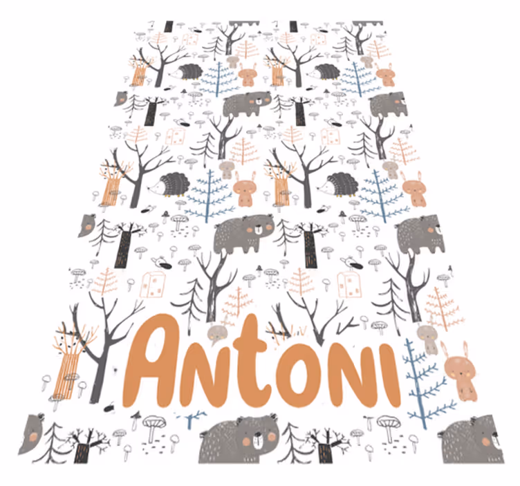 Alfombra vinílica infantil bosque escandinavo con animales - TenVinilo