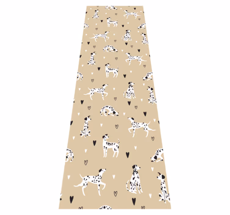 Alfombra vinílica salón patrón de perros dibujados beige - TenVinilo