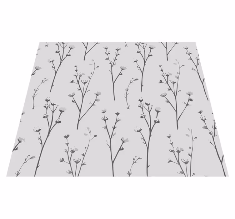 Alfombra vinílica gris patrón árbol de algodón - TenVinilo