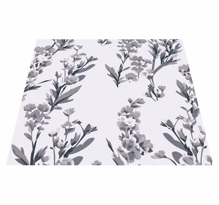 Alfombra vinílica gris diseño floral - TenVinilo
