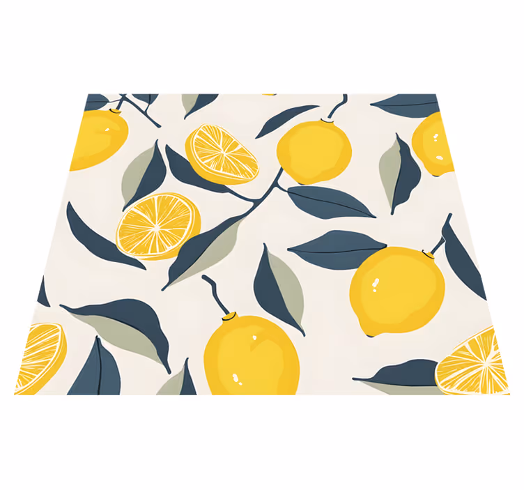 Alfombra vinílica amarilla con diseño de limones - TenVinilo