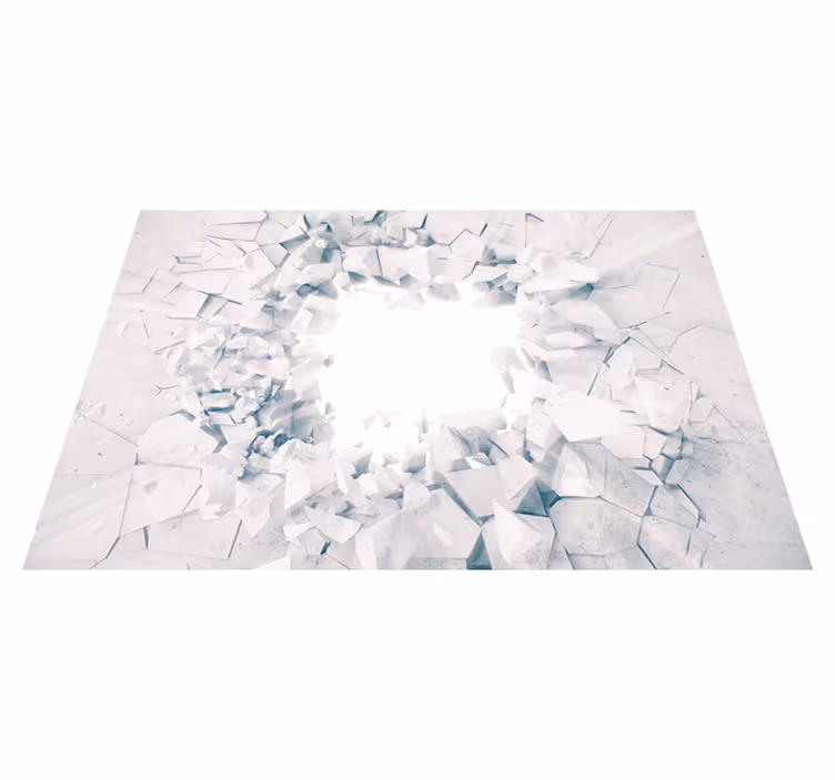 Alfombra vinílica blanca formas geométricas explosivas - TenVinilo