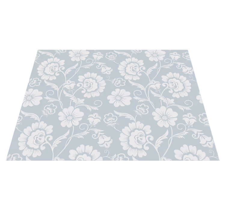 Alfombra vinílica blanca estampado floral vintage - TenVinilo