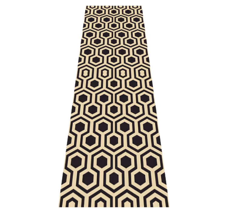 Alfombra vinílica marrón diseño hexágonos cosmopolitas - TenVinilo