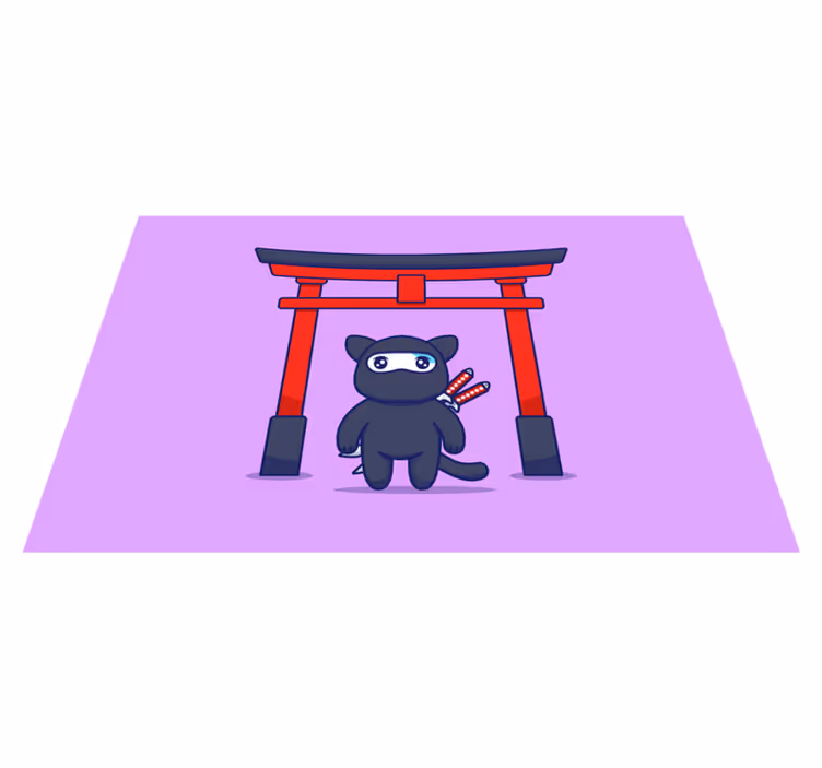 Alfombra vinílica lila gato ninja - TenVinilo