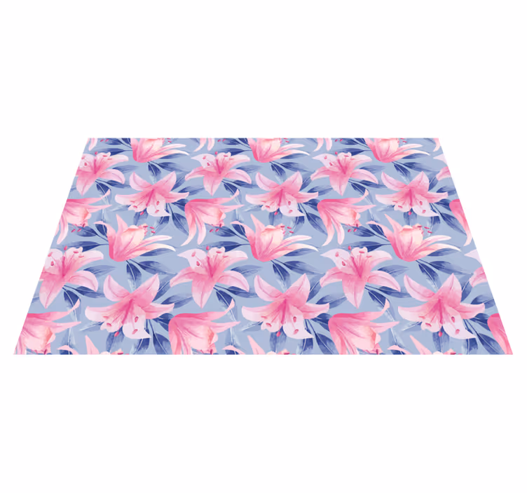 Alfombra vinílica lila ilustración floral acuarela - TenVinilo
