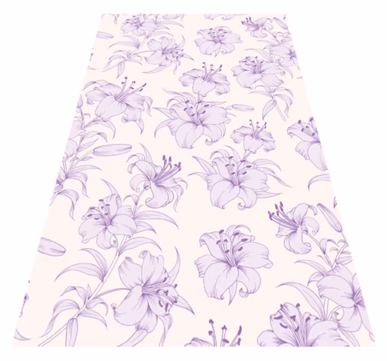 Alfombra vinílica lila diseño de lirios en flor - TenVinilo