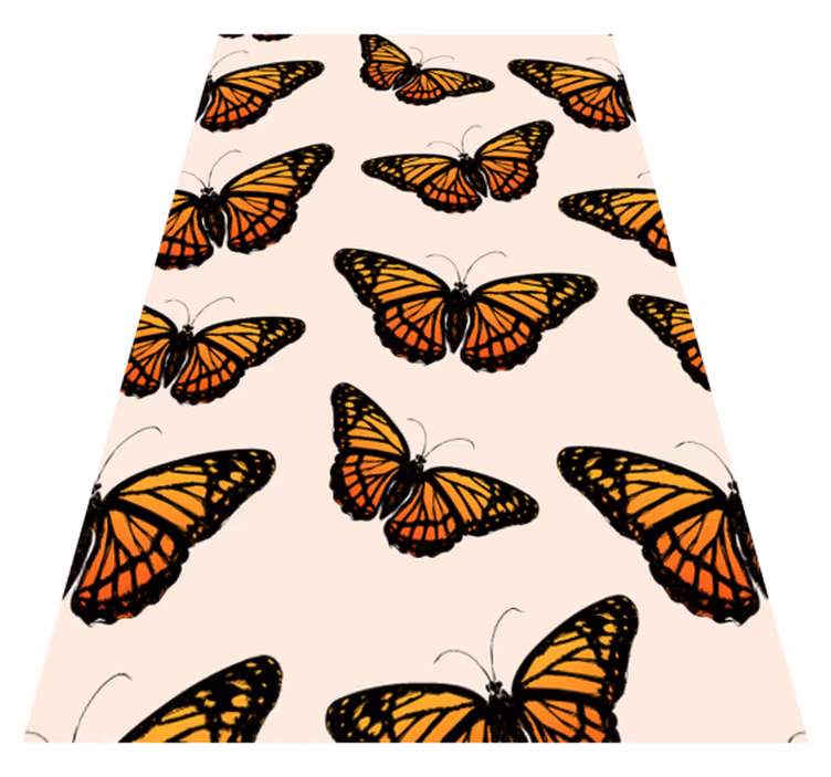 Alfombra vinílica naranja alas de mariposa monarca - TenVinilo