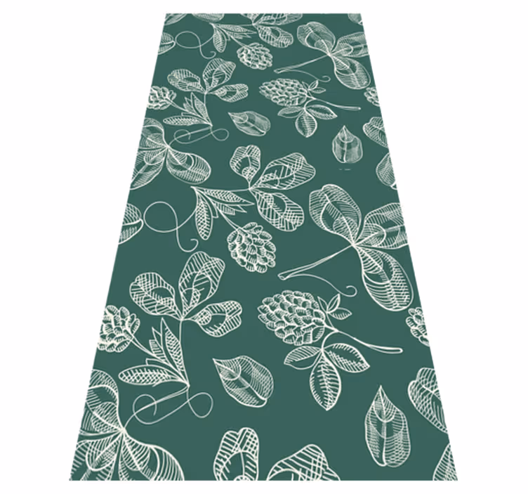 Alfombra vinílica verde garabato de hoja verde - TenVinilo
