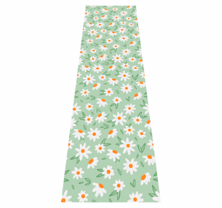 Alfombra vinílica verde flores margarita - TenVinilo