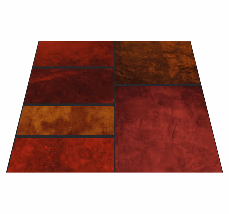 Alfombra vinílica roja diseño de parches texturizados - TenVinilo