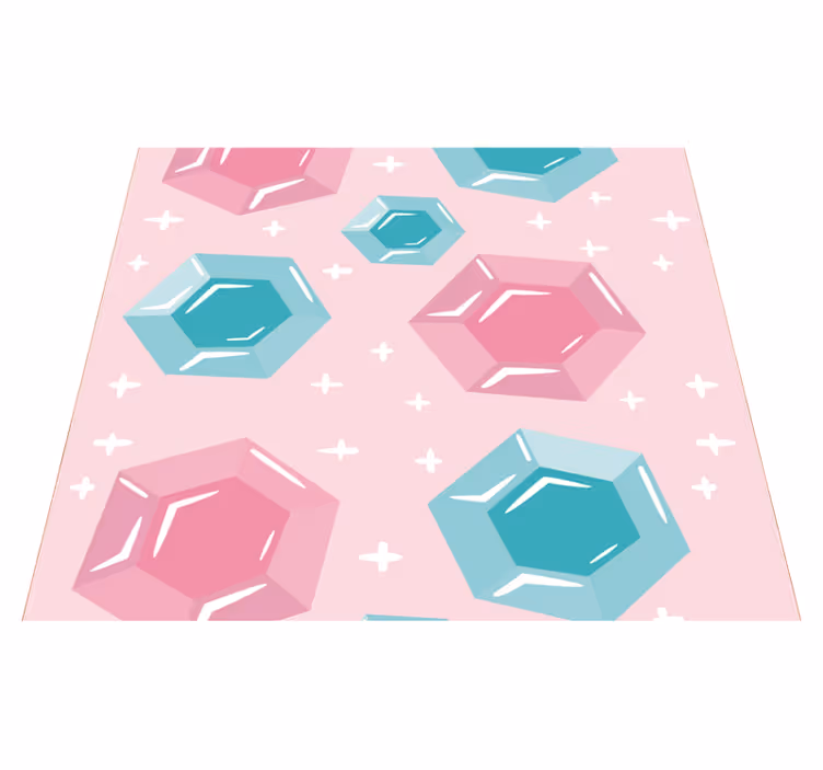 Alfombra vinílica rosa gemas geométricas en tonos joyas - TenVinilo