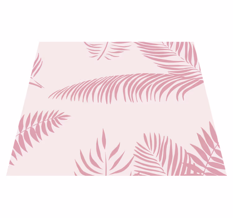 Alfombra vinílica rosa hojas de palma grandes - TenVinilo