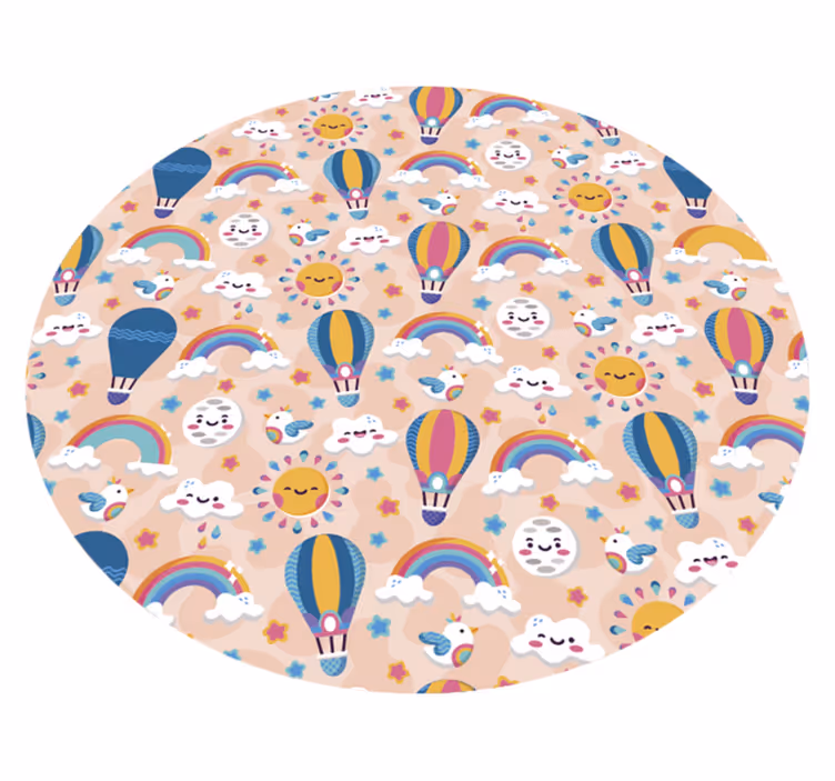 Alfombra vinílica infantil patrón de globos de colores - TenVinilo