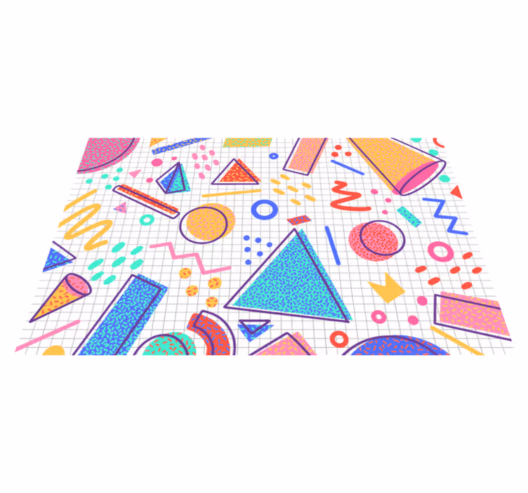 Alfombra vinílica moderna diseño geométrico colorido - TenVinilo