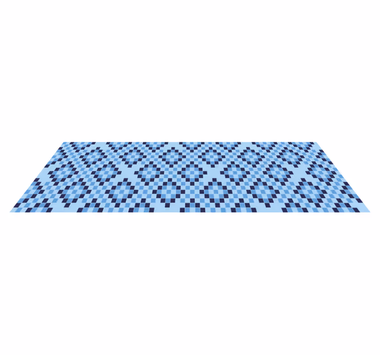 Alfombra vinílica geométrica patrón de píxeles azules - TenVinilo