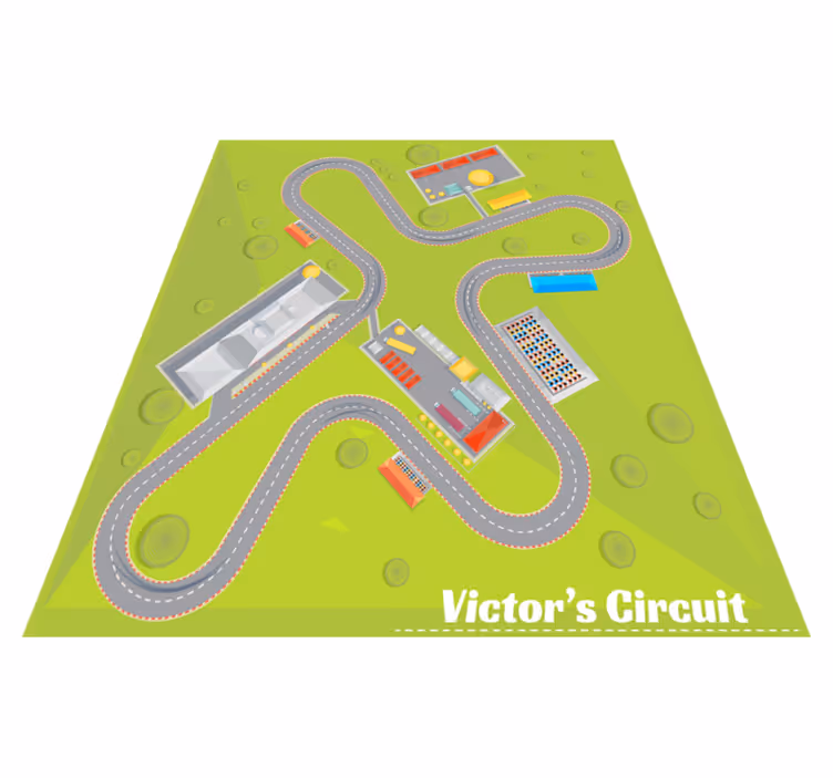 Alfombra carreteras circuito con nombre - TenVinilo