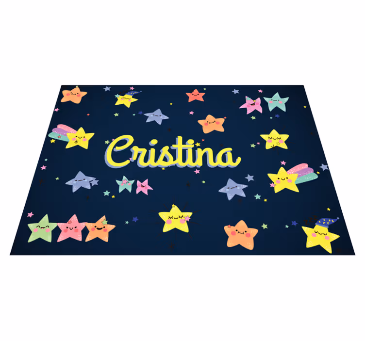 Alfombra vinílica infantil estrellas con nombre - TenVinilo