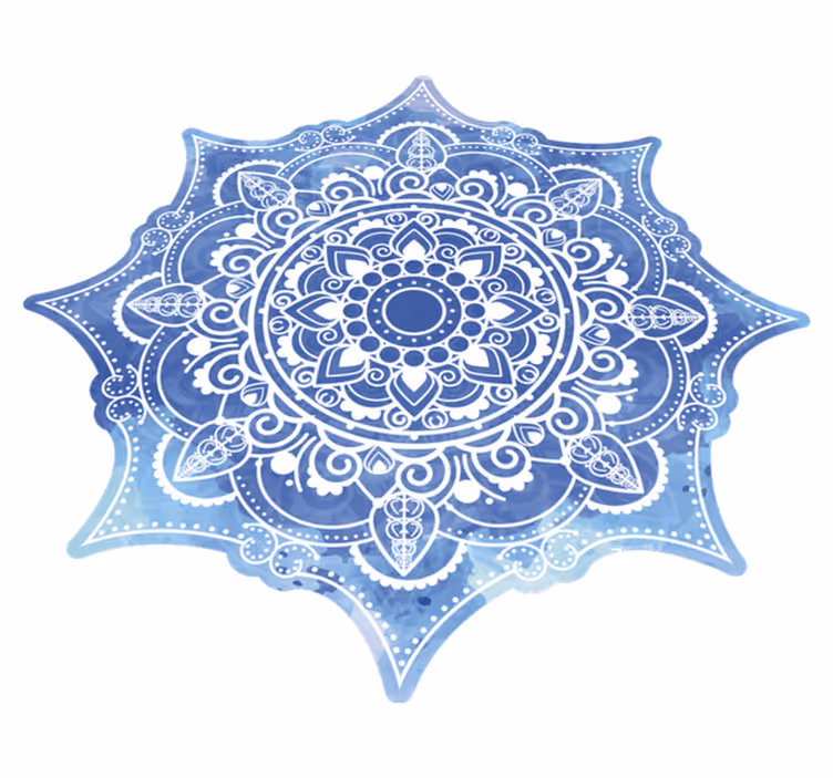 Alfombra vinílica mandala diseño de mandala azul - TenVinilo