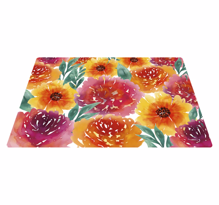 Alfombra vinílica vintage flores a todo color - TenVinilo