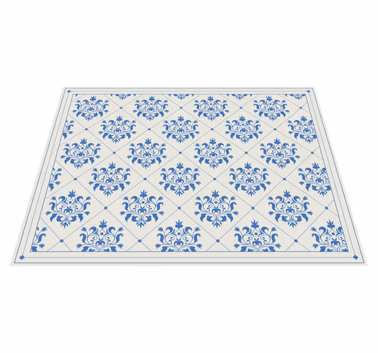 Alfombra vinílica hidráulica azul ornamental - TenVinilo