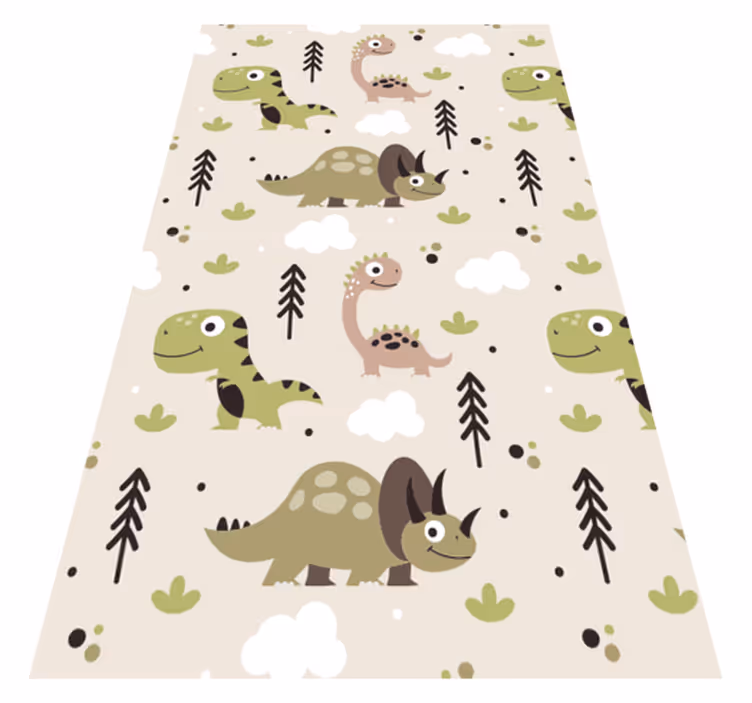 Alfombra vinílica infantil patrón de dinosaurio juguetón - TenVinilo