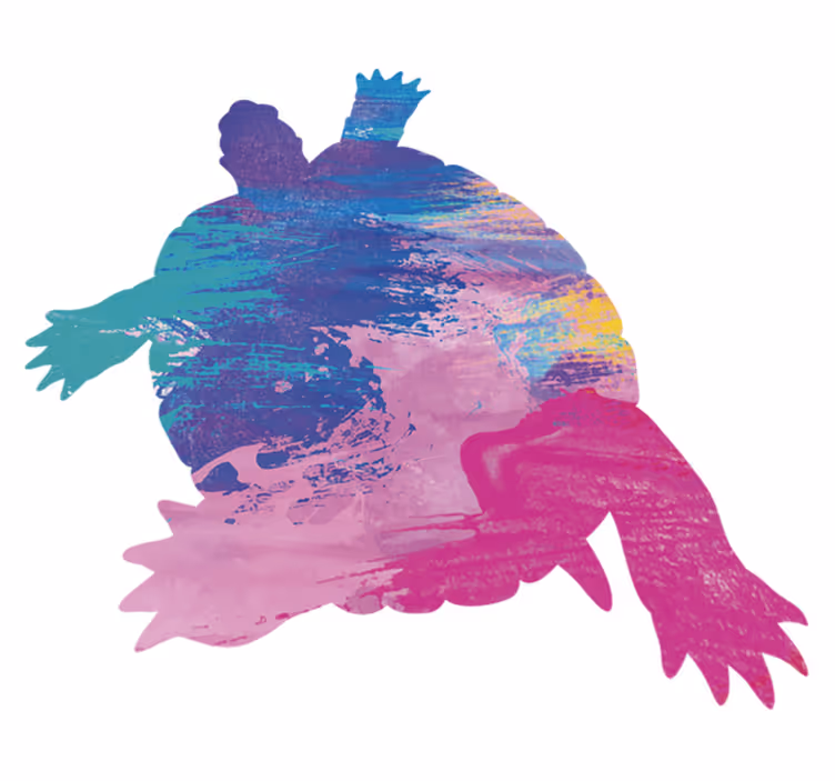 Alfombra vinílica de animales silueta de tortuga colorida - TenVinilo
