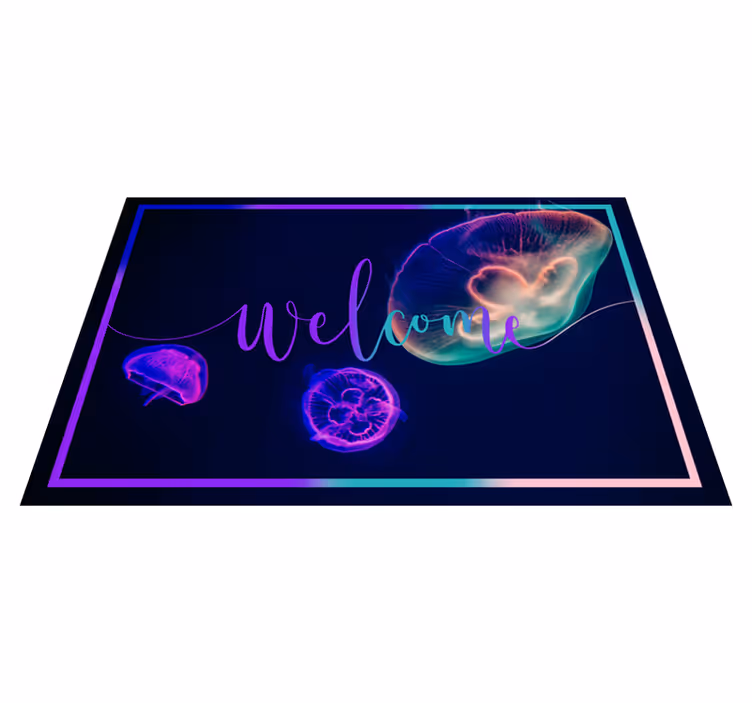 Alfombra vinílica de animales medusas bienvenidas - TenVinilo