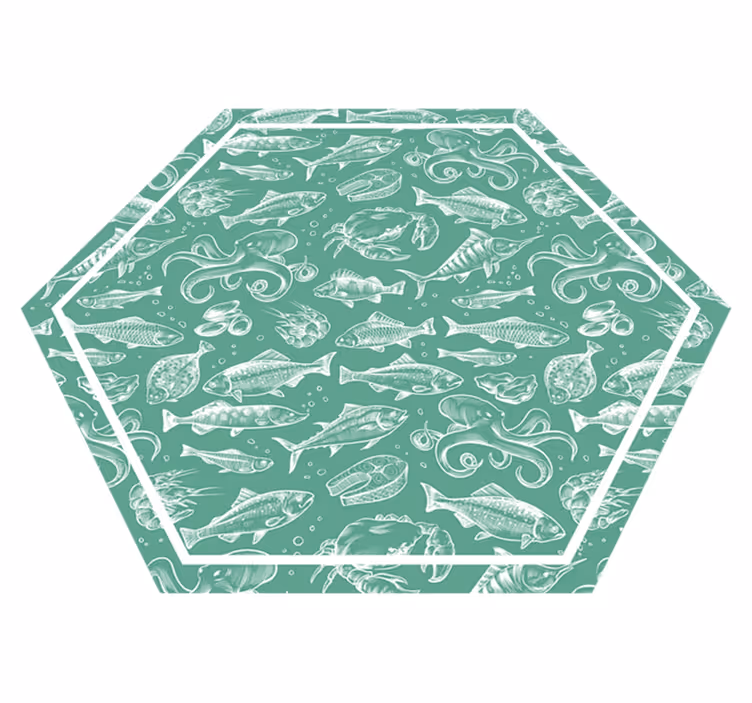 Alfombra vinilo geométrica conjunto de peces  - TenVinilo