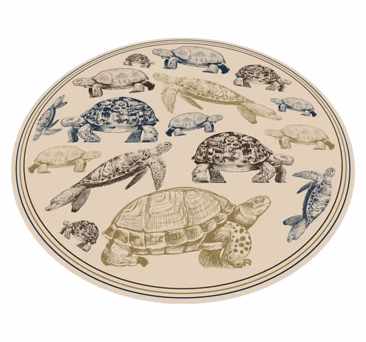 Alfombra vinílica de animales ilustraciones de tortugas - TenVinilo