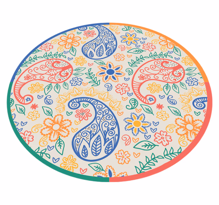 Alfombra vinílica flores motivos florales de paisley - TenVinilo