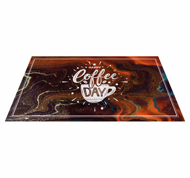 Alfombra vinílica frase feliz dia del cafe - TenVinilo