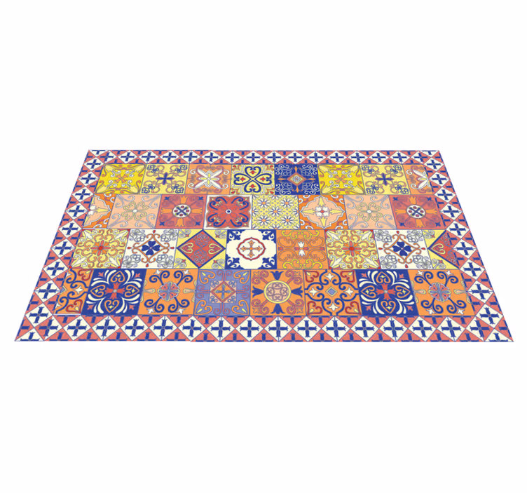 Alfombra vinílica mosaico azulejos coloridos - TenVinilo