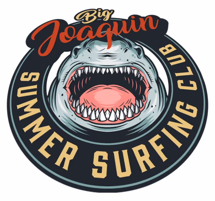 Alfombra vinílica personalizable emblema de surf de tiburón - TenVinilo