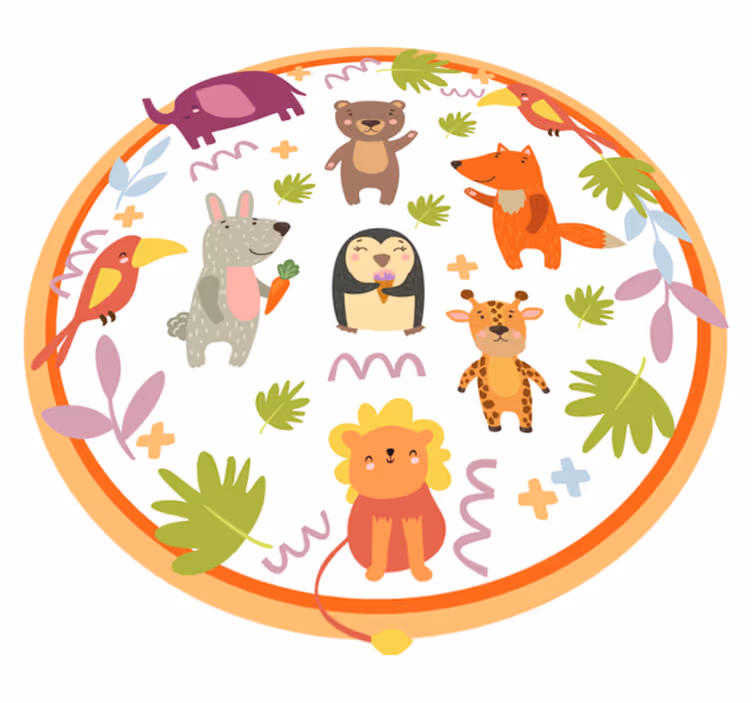 Alfombra vinílica infantil safari circular por la jungla - TenVinilo