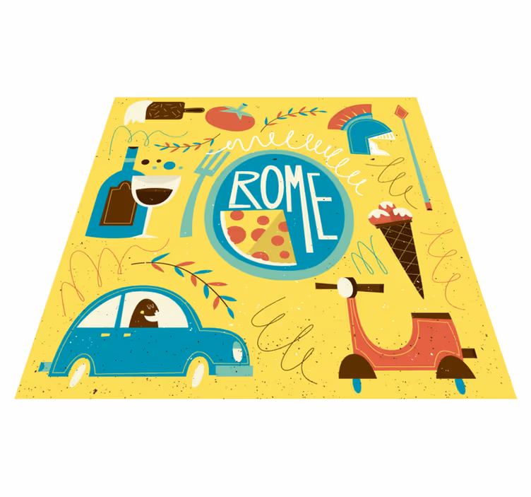 Alfombra de vinilo mapamundi Roma divertida - TenVinilo