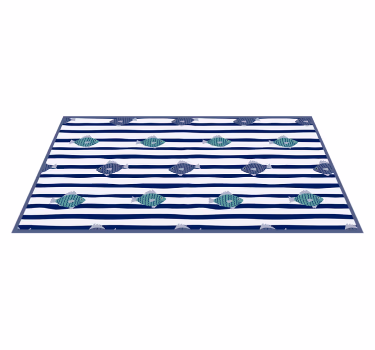 Alfombra vinílica de animales patrón de peces rayados - TenVinilo
