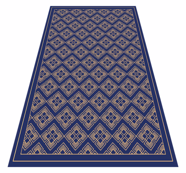 Alfombra vinílica vintage azul ornamental - TenVinilo