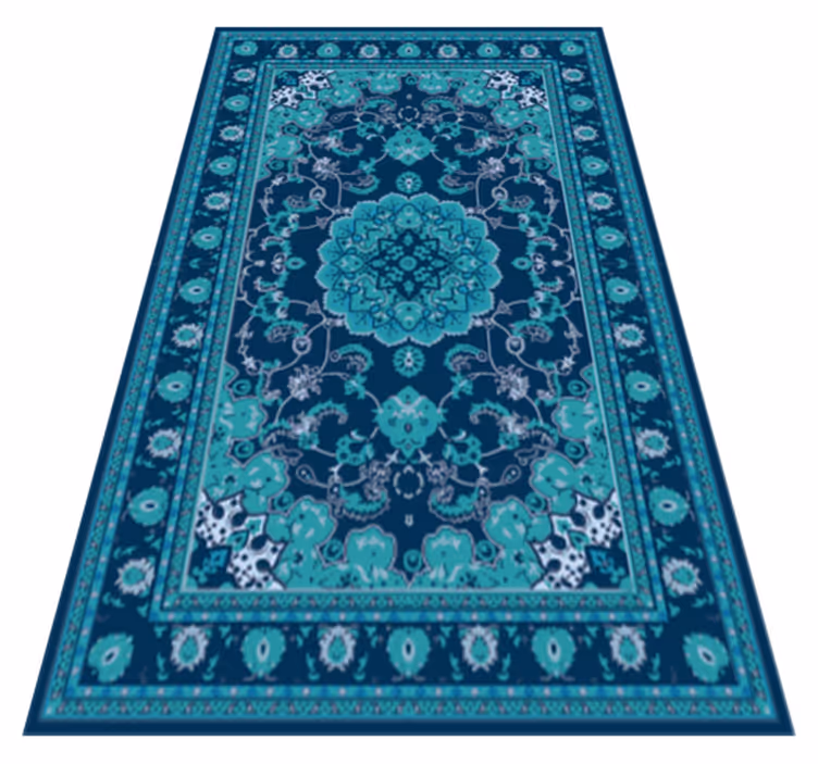 alfombra de vinilo jardín floral azul y verde - TenVinilo