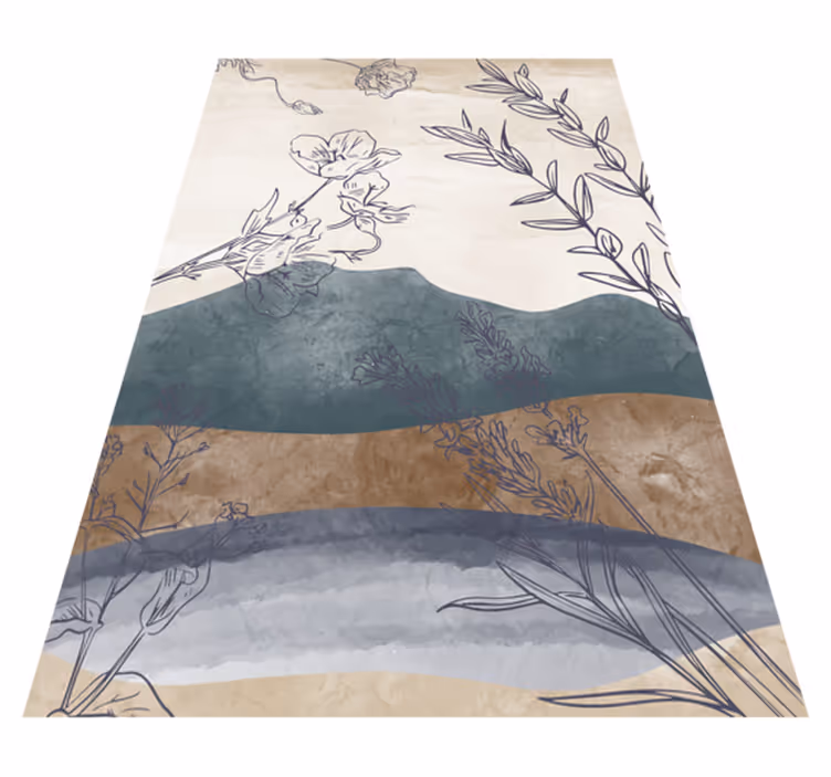 Alfombra vinílica flores silueta botánica - TenVinilo