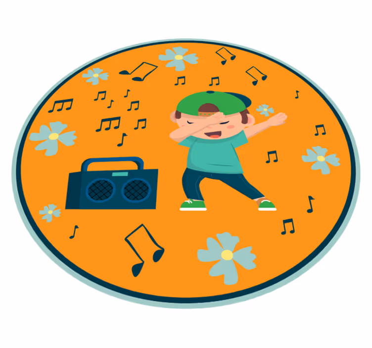 Alfombra vinílica infantil niño bailando música - TenVinilo