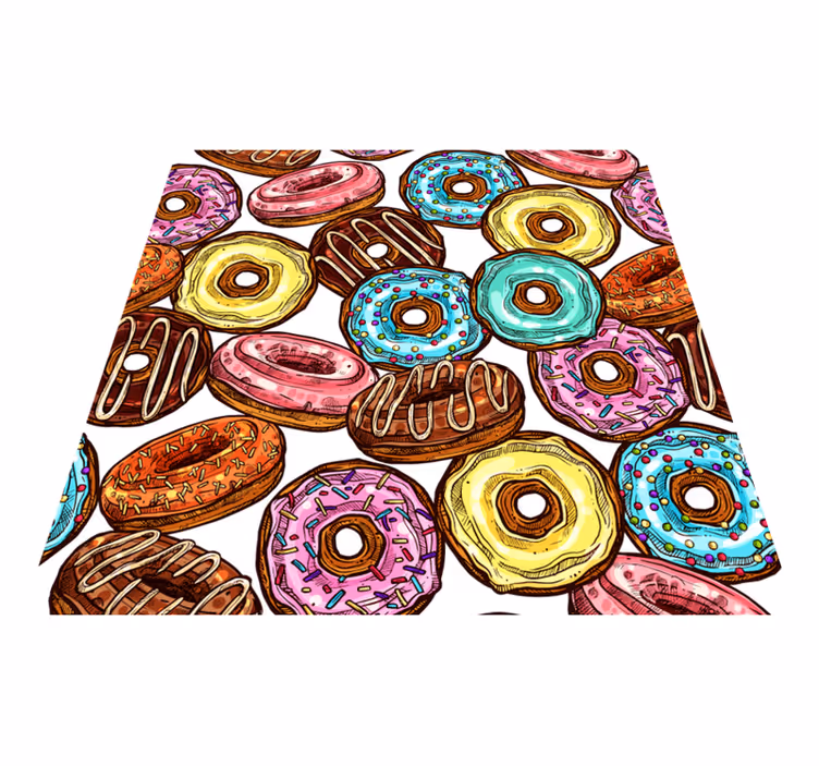 Alfombra vinílica infantil colección de donas coloridas - TenVinilo