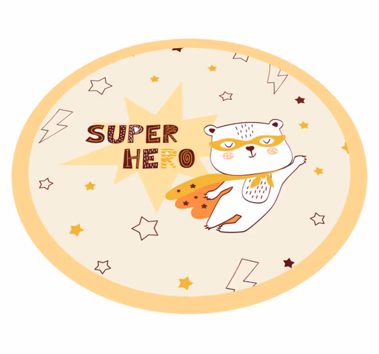 Alfombra vinílica infantil oso superhéroe - TenVinilo